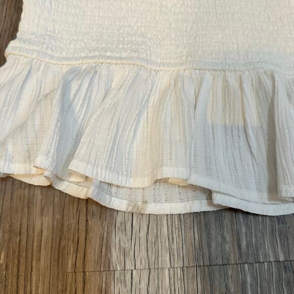NWT Allie Rose White Smoked Tube Top Cropped Ruffled Hem Women’s Size Large - Picture 8 of 8